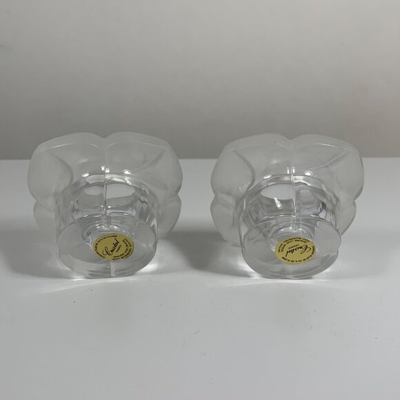 Paul Sebastian Design Lead Crystal Flower Taper Candle Holders With Box - Picture 6 of 8